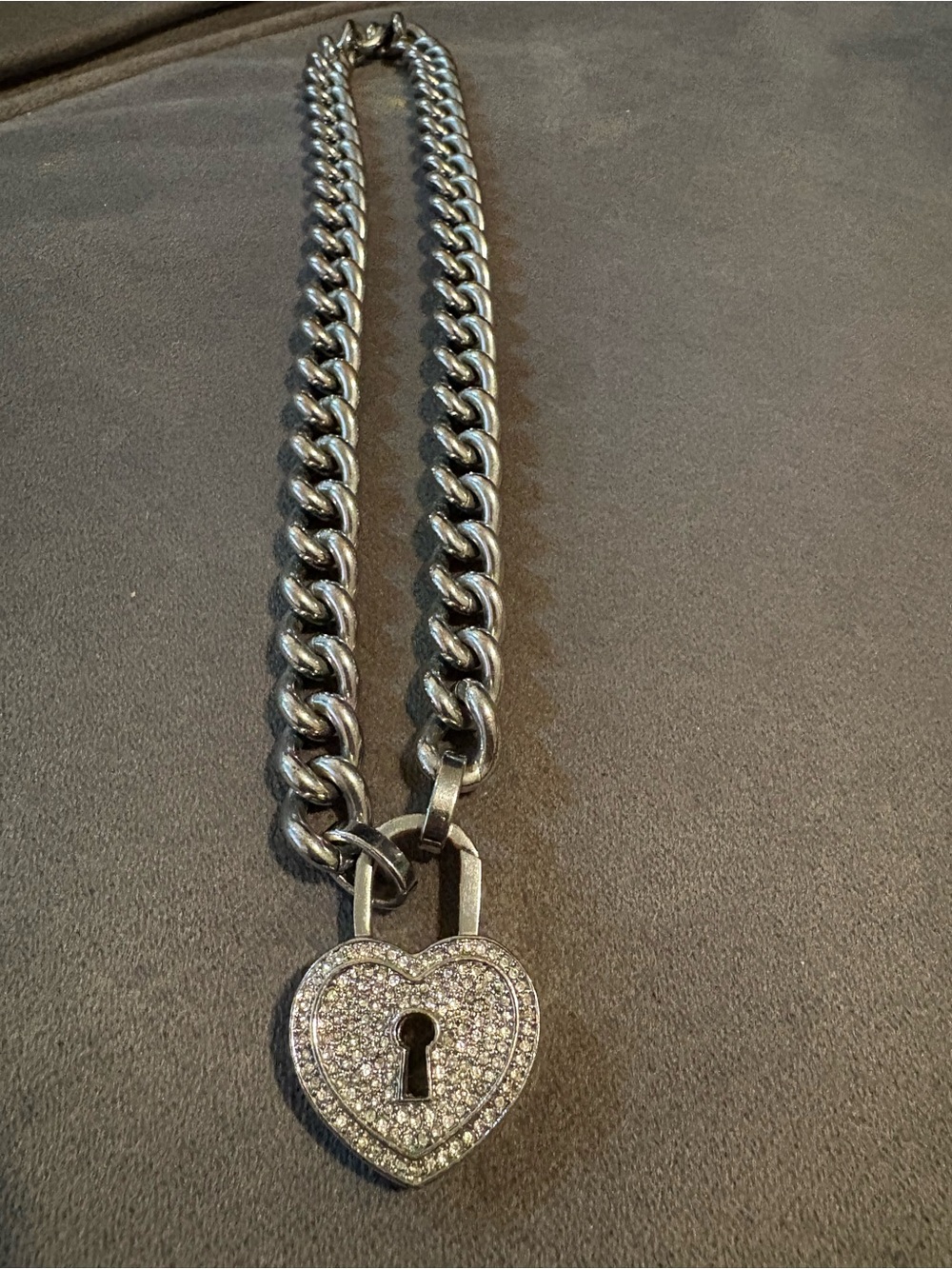 Juicy Couture Silver-Tone Pave Heart Padlock Necklace - Picture 2 of 3